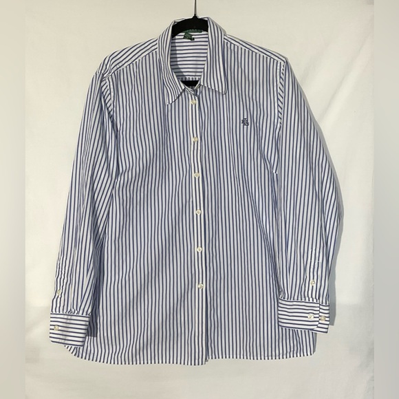 Ralph Lauren Blue and White Striped Button Down Shirt - Picture 4 of 8
